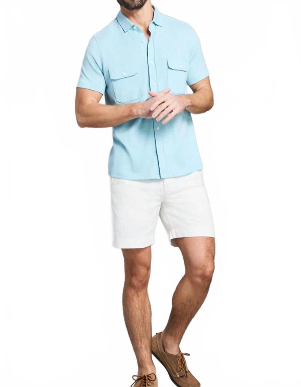 NEW BILLY REID short sleeve hemp cotton knit shirt in blue